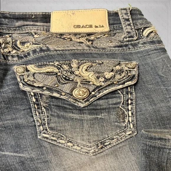 VGUC Grace In LA Boot Cut Jeans Size 31 Inseam 30.5 Rise 8 Inches - Picture 6 of 6